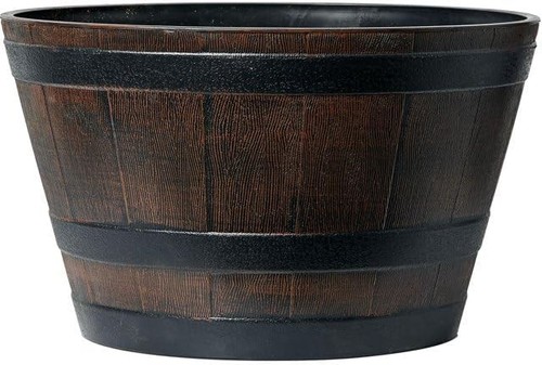 Large wooden barrel planter - large,