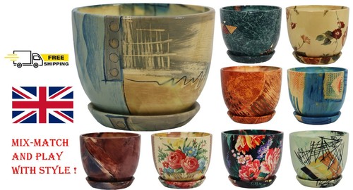 Ceramic plant pots with - pots, saucer
