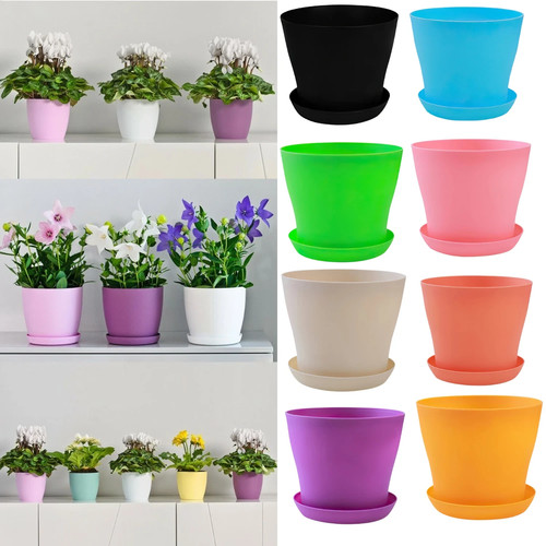 Modern plastic flower pot with - flower,