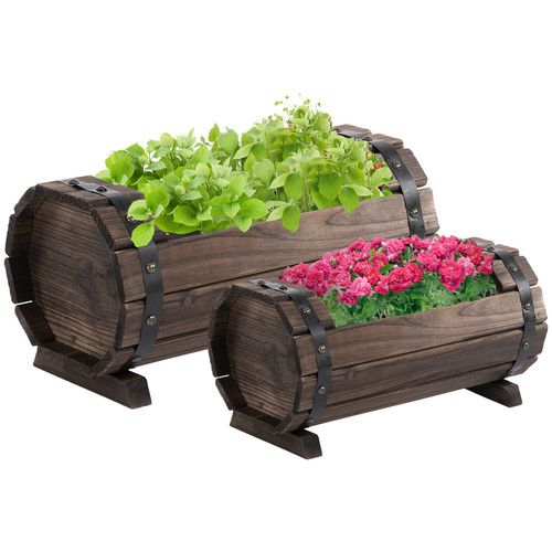 Outsunny 2pcs wooden planter - outsunny,