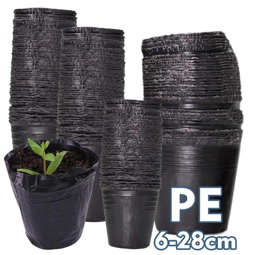 Black plastic plant pots - pots, 3